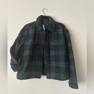 Madewell green and blue plaid boxy jacket